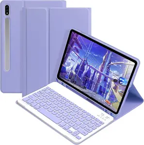 Pour Samsung Galaxy Tab S9 S8 S7 FE PLUS Couverture de tablette magnétique avec étui pour clavier sans fil à fente pour stylo S