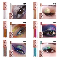 Vente en gros d'ombres à paupières liquides effet caméléon métalliques européennes et américaines, 6 couleurs nacrées, effet flash explosif