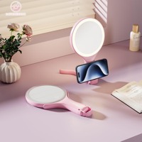 Cermin Rias Genggam Portabel dengan Lampu LED, Pabrik OEM ODM, Pemasok Grosir, Produsen Logo Kustom, Cermin Rias Perjalanan
