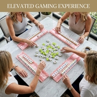Supports de Mahjong en Acrylique Festonnés Modernes de Luxe - Pliables, Écologiques, Durables, Rose Nacré Scintillant, 17,5 Pouces, Accessoires