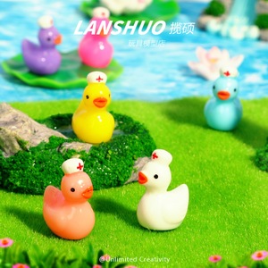 Resin <b>Duck</b> Doll Nurse <b>Hat</b> Solid Color Mini Ornament Home Decoration DIY Jewelry Craft Material - Product Image 3