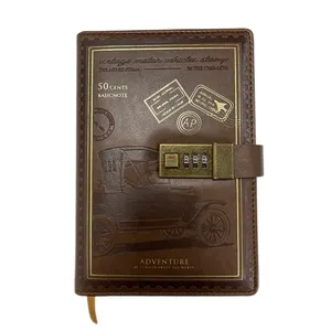 Factory direct selling promotional pu leather locked diary A5 diary with code lock