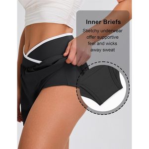 FOXA Pantalones cortos deportivos para mujer, de cintura alta, de secado rápido, para correr, con bolsillo con cremallera - Product Image 4