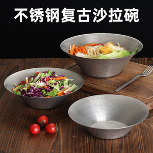 Stainless Steel Round Bowl Deep Dish For Pasta Salad Dessert Fruit Serving Plate Western Style 304 Material - Product Image 2
