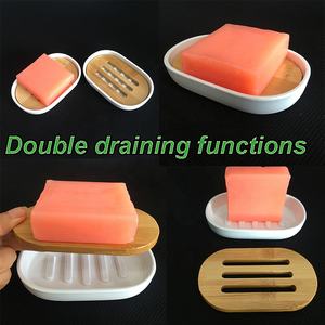 2022 הנמכר ביותר קיימא במבוק עץ קטן צלחת סבון מפואר בר בצבע עץ סגלגל מקרה מחזיק עם מייבש - Product Image 5