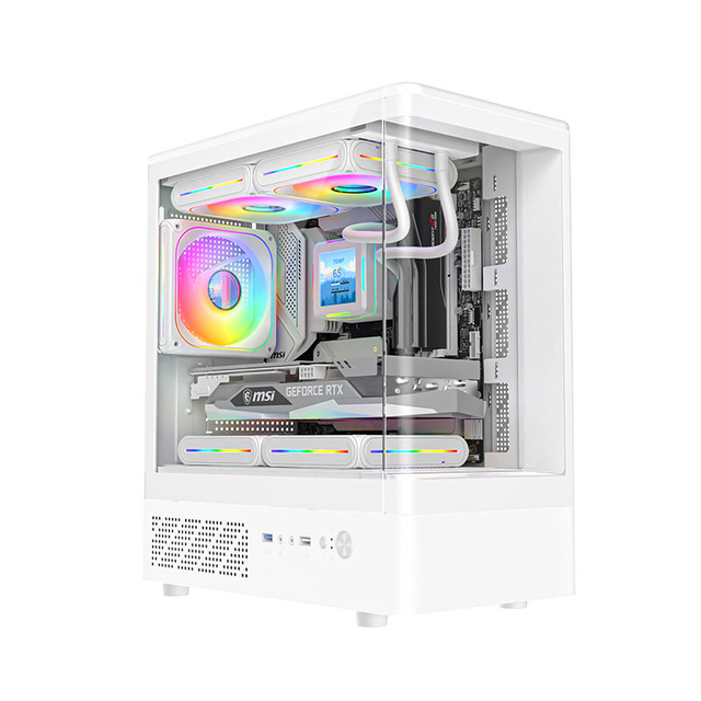 Mid Tower Entry Gaming PC Case MATX Tempered Glass PC Case Sync ARGB Lighting Effect Desktop Computer Case