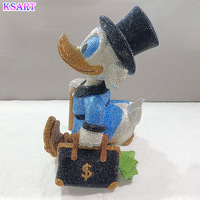 Figura de Pato con Incrustaciones de Cristal y Diamantes de Imitación, Pato con Traje Azul y Maletín de Dinero, Decoración de Resina de Lujo para Escritorio, Estilo Pop Art
