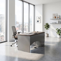 Bureau de direction contemporain convertible, finition brillante à aspiration, hub d'alimentation intégré, modulaire et écologique