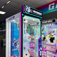 Machine de jeu de grue commerciale avec accepteur de pièces et de billets pour centres de jeux, construction métallique/bois, jeu individuel, usage commercial