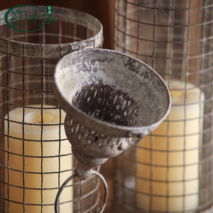 Portavelas de Hierro Estilo Europeo, Cilíndrico con Cubierta de Malla Metálica, Decoración para el Hogar, Linterna - Product Image 4
