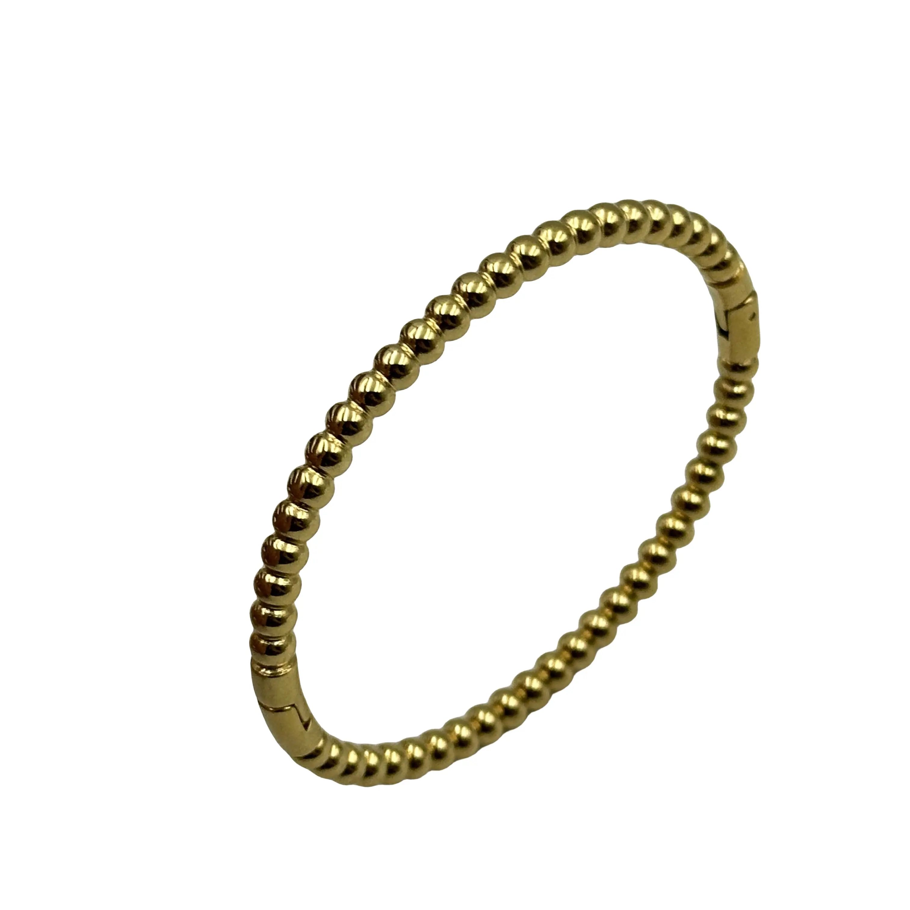 Waterproof And Rust-proof Gold Plated Chinese Style Plain Beads Shape Bracelet For Buddhist Prayers Religion Jewelry