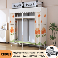 Armoire en tissu imperméable au design simple, avec structure en tubes d'acier, armoire autoportante, armoire portable pour le rangement des vêtements dans la chambre