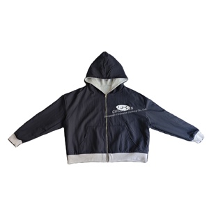 เสื้อฮู้ดดี้ CHIDAOREN แบบสั่งทำพิเศษ (OEM) หนานุ่ม ซิปห<span class=keywords><strong>น</strong></span>้า ทรงจ็อกเกอร์ ปักลายปะติด สองชั้<span class=keywords><strong>น</strong></span> สำหรับผู้ชาย - Product Image 1