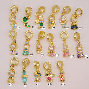 CZ8906 Little Small Mini 18K chapado en oro cuentos de hadas circón CZ Micro Pave princesa figura sirena chica colgante encantos colgantes - Product Image 3