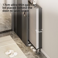 Meuble à chaussures en acier économique pour entrée de maison, console moderne minimaliste intégrée, grande capacité, ultra-mince, avec portes battantes