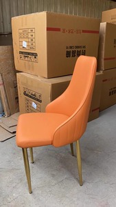 <strong>Haosi</strong> Stylish Modern Dining Side Chair for Home Restaurant Retro PU Leather Velvet Cushion Metal Legs MDF Living Room Furniture - Product Image 4