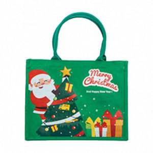 Bolsa de Regalo Navideña Verde al por Mayor de Fábrica, Bolsa de Lona Impermeable - Product Image 1