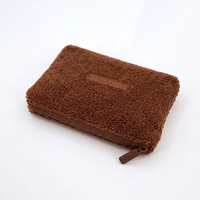 Pochette de maquillage matelassée en tissu éponge avec logo, cadeau de Noël, sac de rangement pour cosmétiques, trousse de voyage pour soins de la peau, vente en gros