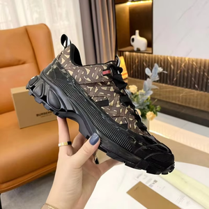 Sneakers de luxe en cuir véritable pour homme, chaussures de créateur à rayures en mesh, marque célèbre, chaussures de marche de luxe de haute qualité pour femme - Product Image 5