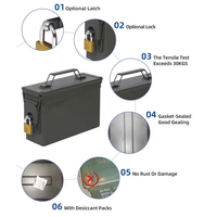 Boîte à munitions en métal étanche Safewell, boîte de rangement robuste en acier pour munitions, conteneur sécurisé pour équipement métallique pour le camping et le tir