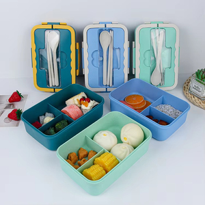 Boîte à lunch Bento LingHui sans BPA, compatible micro-ondes, avec couvercle en plastique, portable, <span class=keywords><strong>empilable</strong></span>, pour adultes - Product Image 4