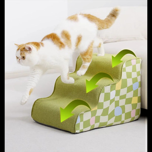Escaleras para perros y gatos con diseño a cuadros, 17.91in x 13.58in, escalones de espuma antideslizantes para subir a la cama, protección de las articulaciones - Product Image 3