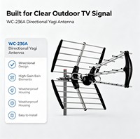 WC-236A Aluminium Außen-Yagi-HDTV-Digital-TV-Antenne UHF VHF Langstrecken-DVB-T2 ATSC 3.0 Unterstützung für Dach- und Mastmontage TV-Antenne