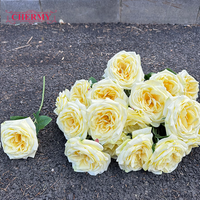 Fleur artificielle rose poudrée en soie, type litchi, à tige unique, pour décoration murale de mariage.