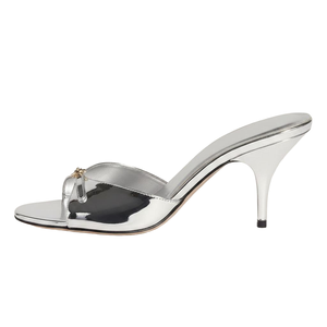 Mules à talons pour femmes en cuir verni avec boucle, à bride large, à enfiler, talon moyen, bout rond, vente en gros, OEM, personnalisables - Product Image 5