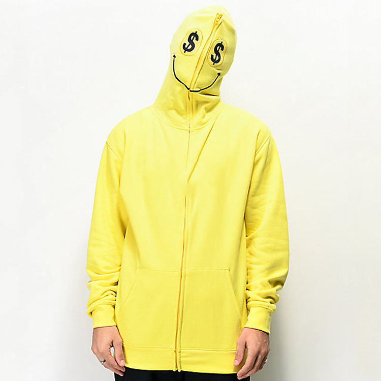 Zip Hoodie Neon Yellow Hoodie Mens OEM Polyester Plain Neon Blank