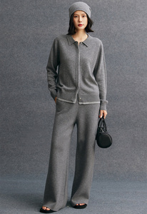 Cárdigan con Cuello Polo para <span class=keywords><strong>Mujer</strong></span>, Mezcla de Lana de Cachemira Suave, Informal para Otoño e Invierno, Top de Oficina - Product Image 2