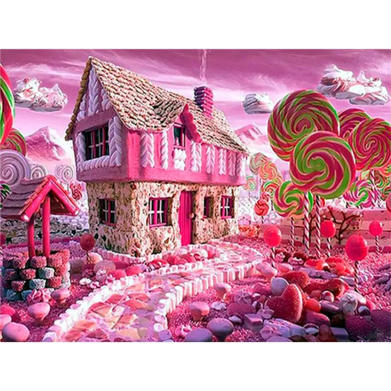 Huacan DIY Dropshipping Diamond painting candy house Fantasy Matte Marshmallow Landscape diamond embroidery Mosaic for kids new