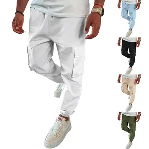 Men's Cargo Joggers Pants & Trousers Cotton and Linen Harem Casual Male Training Track Pants Trousers Harajuku Mens Trousers