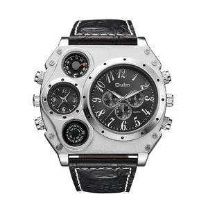OULM 1349 da <span class=keywords><strong>uomo</strong></span> al quarzo Dual Time Big Tonneau quadrante arabo Display numerico <span class=keywords><strong>cinturino</strong></span> <span class=keywords><strong>in</strong></span> vera <span class=keywords><strong>pelle</strong></span> <span class=keywords><strong>orologio</strong></span> da <span class=keywords><strong>uomo</strong></span> - Product Image 2
