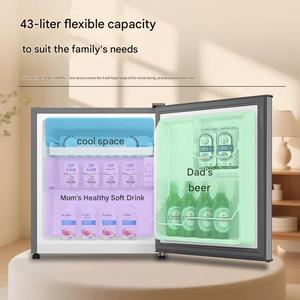 Mini-<span class=keywords><strong>réfrigérateur</strong></span> électrique à porte simple 43L argenté à refroidissement direct et dégivrage manuel pour usage domestique, hôtelier et en dortoir <span class=keywords><strong>Haier</strong></span> Energy - Product Image 2