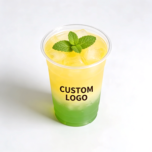 Disposable Reusable <b>Plastic</b> Juice Milk Tea <b>Cups</b> Double Wall 90mm Diameter Transparent Personalized 16OZ Customized Logo 400ML - Product Image 5