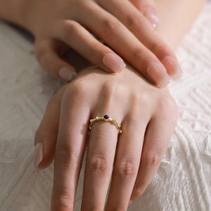 Anillo Abierto y Pendientes de Plata de Ley 925 con Lapislázuli y Diseño de Bambú para Mujer, Conjunto de Joyería de Lujo Vintage de Alta Gama - Product Image 2