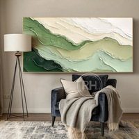Peinture acrylique abstraite purement artisanale, paysage marin, toile décorative pour fond de canapé de salon, série de couleurs Morandi, peinture Dafen RH