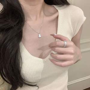 Collier clé en argent sterling S925 avec diamant rose de précision, chaîne de clavicule flocon de neige, plaqué or, diamant complet, luxe léger - Product Image 2