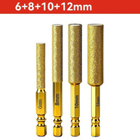 Lot de 4 forets diamantés de 60 mm de longueur pour perçage à sec, avec tige hexagonale, pour carrelage céramique, granit, marbre et perçage couronne