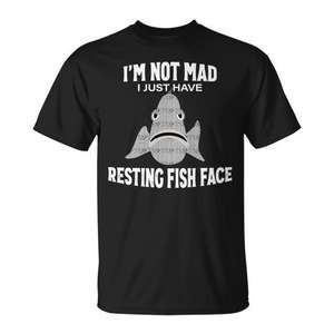 T-shirt unisexe pour adulte « I'm Not Mad I Just Have Resting Fish Face », col rond, manches courtes, imprimé en sérigraphie - Product Image 1