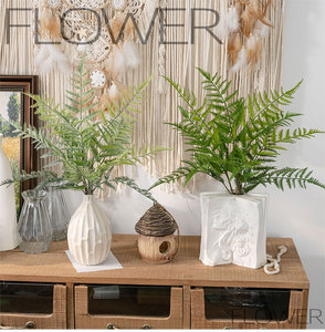 Feuilles de fougère artificielles faites à la main en PVC vert 61 cm, pièce unique, <span class=keywords><strong>d</strong></span>écoration pour mariage, Noël, maison, bureau - Product Image 6