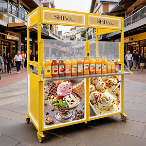 Chariot mobile pliable en acier inoxydable de couleur personnalisée |   Chariot d'exposition pliable pour la restauration rapide, le café et les en-cas de rue - Product Image 4