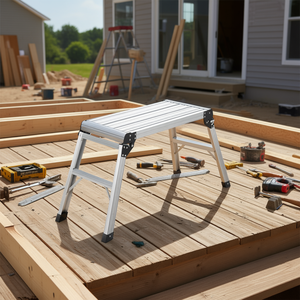 Échelle pliante en aluminium à 2 marches, 4 pieds, design banc portable, robuste, capacité 300 lb, usage domestique - Product Image 2