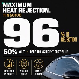 <span class=keywords><strong>Film</strong></span> <span class=keywords><strong>de</strong></span> fenêtre anti-chaleur <span class=keywords><strong>50</strong></span>% VLT Nano Céramique Gris Bleu Teinté Compatible Signalisation UV99 IR96 2mil Vente en Gros OEM Usine - Product Image 2