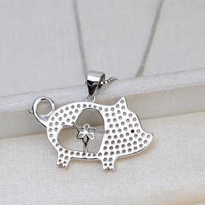 Colgante de Plata S925 con Diseño de Cerdo del Zodiaco, Perla, Cabello de Feto 7-8, Colgante para Mujer, Colgante Xiang, Accesorios de Joyería DIY, Bandeja Vacía 2050 - Product Image 3