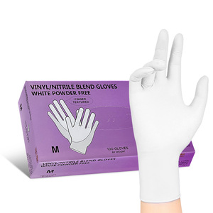 Gants jetables de sécurité Wanli's Good Helper en vinyle et nitrile, blancs, sans poudre, taille moyenne, pour la manipulation des aliments - Product Image 1