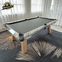 Table de billard haut de gamme personnalisable avec supports de pieds transparents en verre cristal, adaptée aux tables de billard standard pour la maison et les clubs