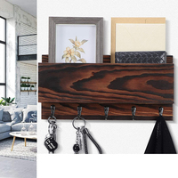 Étagère de rangement murale en bois de pin carbonisé massif, pièce unique, carrée, avec comptoir en bois, personnalisable