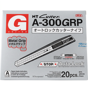 Couteau utilitaire Nt Cutter A-300Grp, lame de 120 mm, verrouillage automatique, poignée en métal, manche noir - Product Image 1